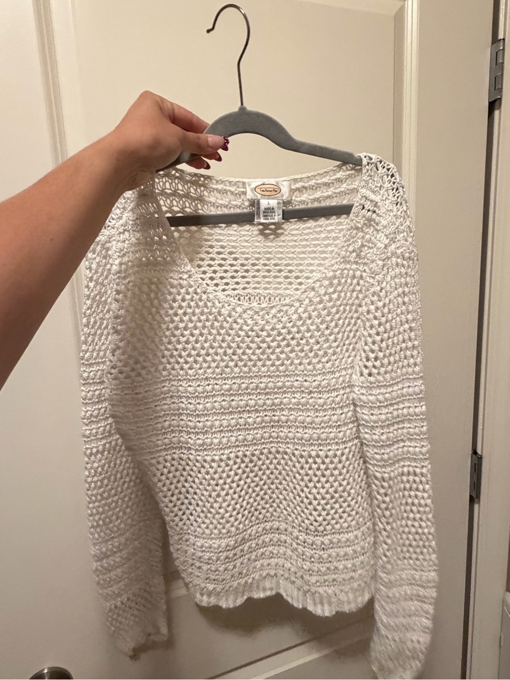 Vintage White Open-Knit Women's Sweater